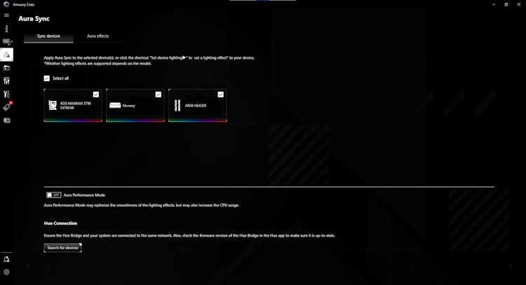 Armoury Crate Software synchronisiert RGB-Beleuchtungseffekte zwischen Geräten