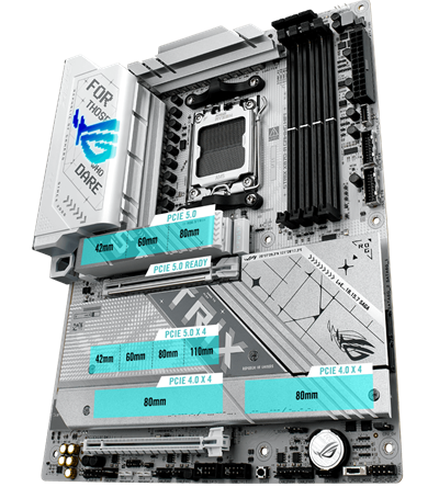 Das Strix X870-A PCIe® 5.0 M.2 und das Layout der Erweiterungssteckplätze