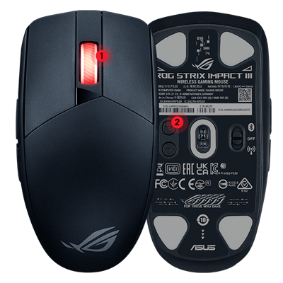 Bild der ROG Strix Impact III Wireless von oben aufgenommen